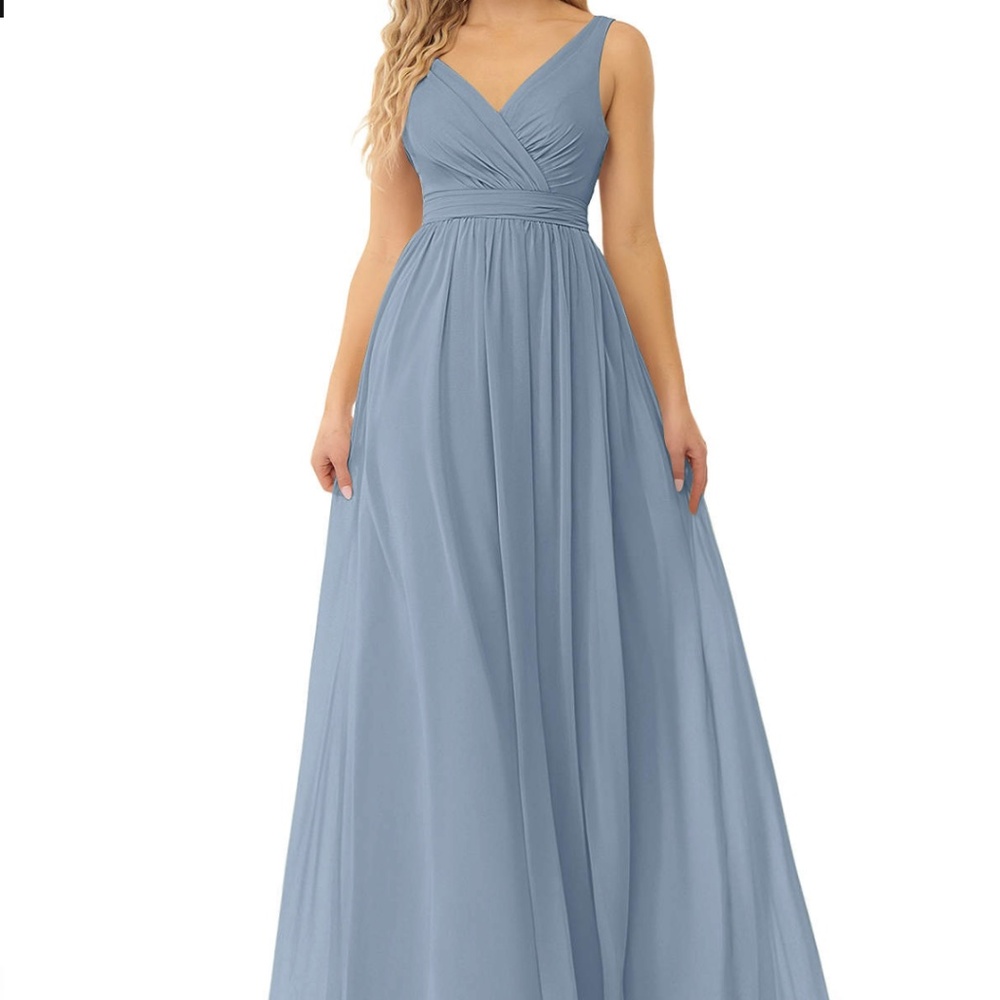 NWT Azazie Kora Bridesmaid Dress Dusty Blue 12